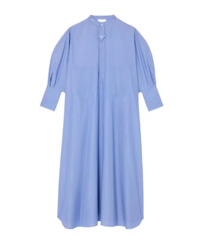 Celine Shirt Dress In Cotton Poplin In Blue