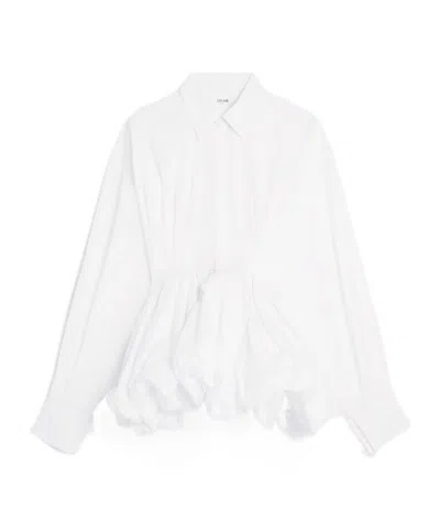Celine Shirt Dress In Cotton Poplin In White