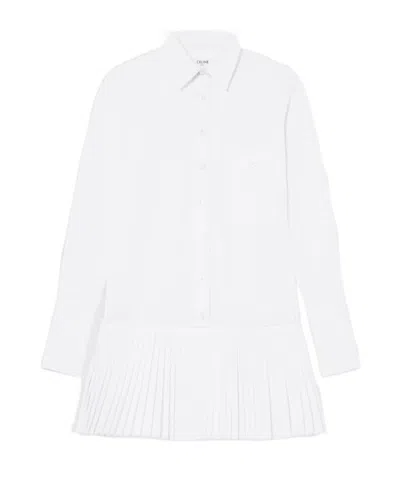 Celine Shirt Dress In Technical Cotton Poplin In White