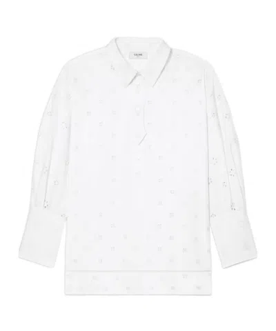 Celine Shirt In Broderie Anglaise Cotton In White