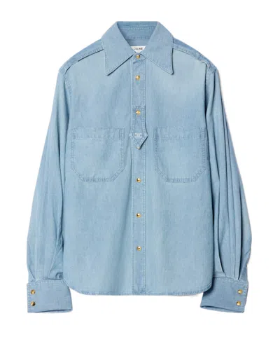 Celine Shirt In Cotton Denim In Blue