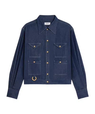 Celine Shirt In Cotton Denim In Blue