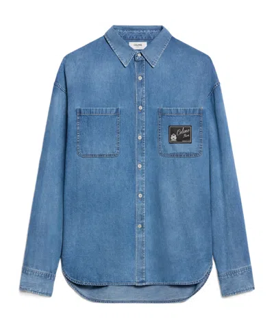 Celine Shirt In Cotton Denim In Blue