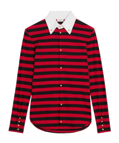 Celine Shirt In Striped Cotton Jersey In Multi