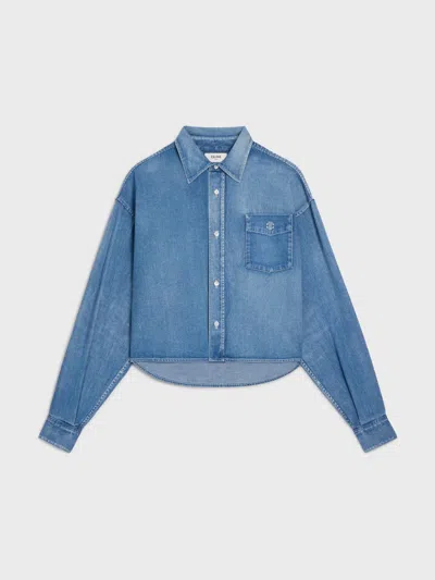 Celine Cropped Shirt In Denim In Blue