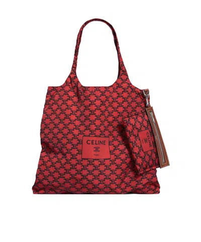 Celine Shopping Bag  Padded In Nylon And Calfskin In Red
