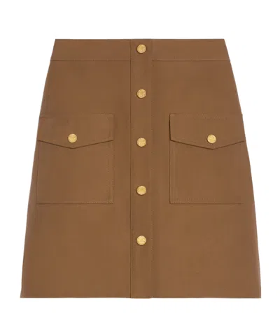 Celine Short Skirt In Cotton Twill In Brown