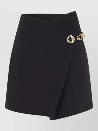 Celine Short Skirt Wrap Design Asymmetric Hem In Black