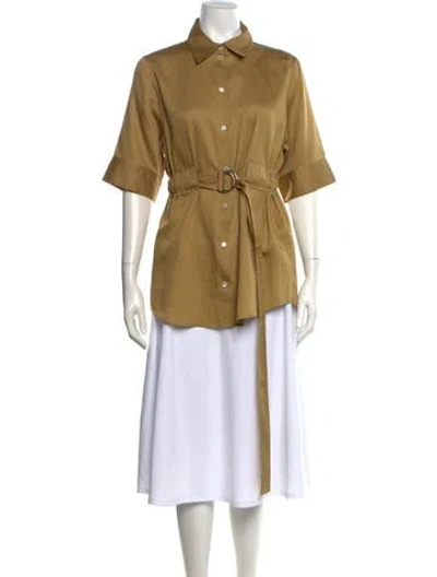 Pre-owned Celine Short Sleeve Button-up Top In Green
