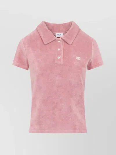 Celine Short Sleeve Collared Polo Shirt Design In Pink