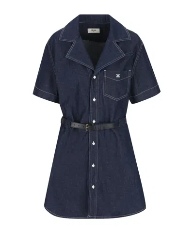 Celine Short Sleeve Dress In Blue
