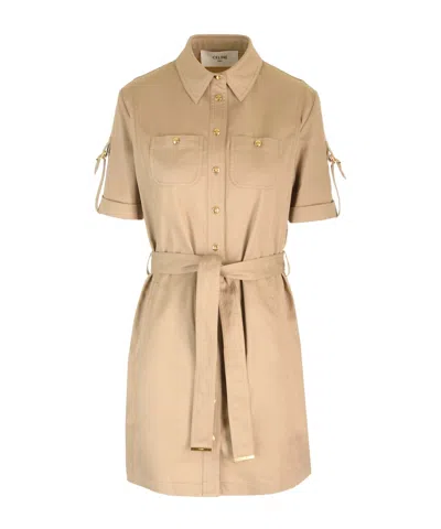 Celine Short Sleeve Dress In Nude