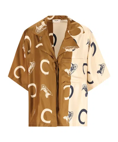 Celine Short Sleeve Shirt In Brown