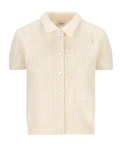 Celine Short-sleeved Cardigan In Nude