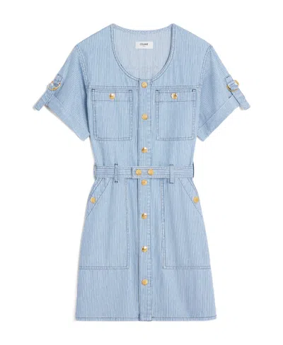 Celine Short-sleeved Dress In Blue