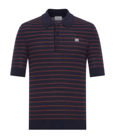 Celine Short-sleeved Polo Shirt In Blue