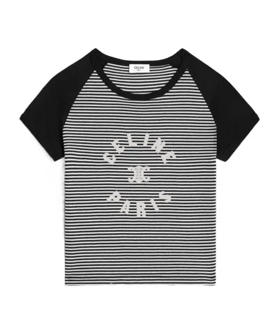 Celine Short sleeves T-shirt Black mix White Cotton