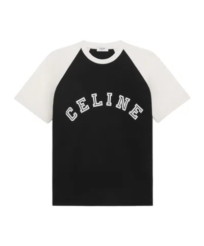 Celine Logo-print Cotton-jersey T-shirt In Black