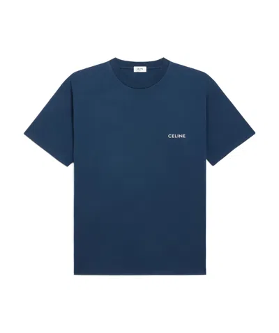 Celine Short-sleeved T-shirt In Washed Navy Blue/gray White