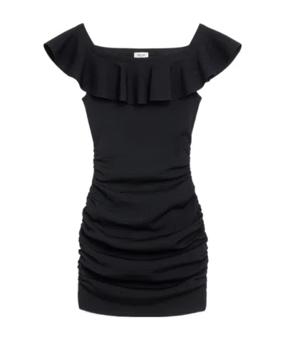 Celine Short Viscose Fiber Dress In Black