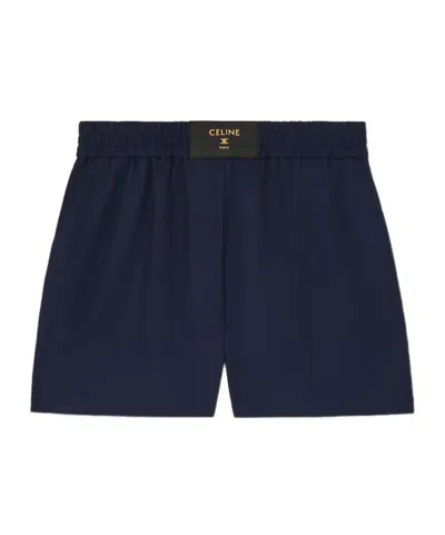 Celine Shorts In Wool Twill In Blue