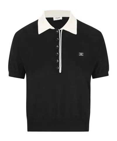 Celine Short-sleeved Polo Shirt In Black