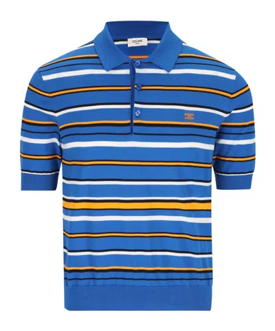 Celine Short-sleeved Polo Shirt In Blue