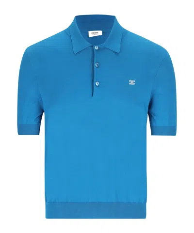 Celine Short-sleeved Polo Shirt In Blue