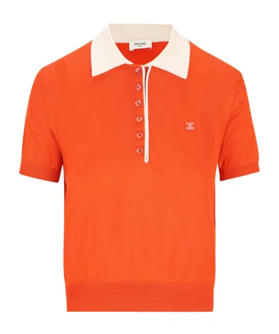 Celine Short-sleeved Polo Shirt In Orange