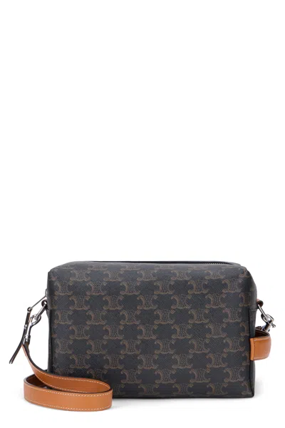 Celine Shoulder Bag Take Away In Canvas Triumph In Black