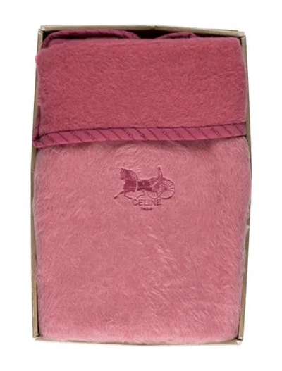 Pre-owned Celine Signature Embroidered Fleece Blanket In Red