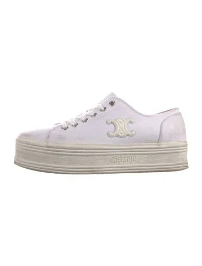 Pre-owned Celine Signature Logo Canvas Sneakers In Blue