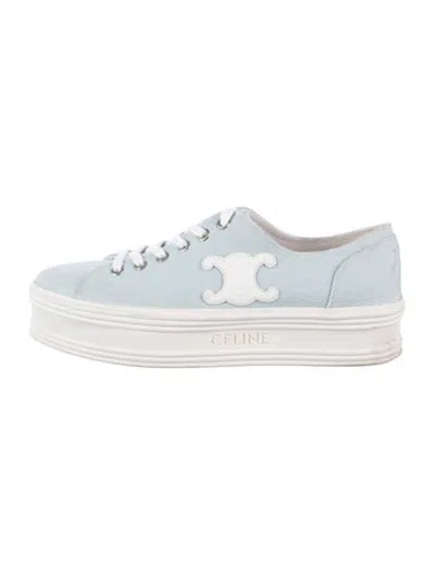 Pre-owned Celine Signature Logo Canvas Sneakers In Blue
