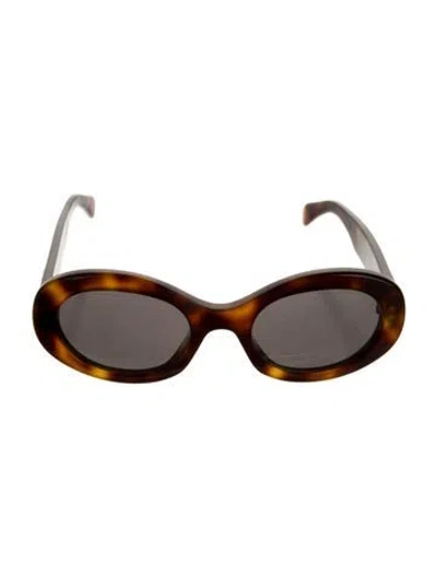 Pre-owned Celine Signature Logo Round Sunglasses In Brown