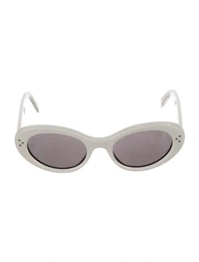 Pre-owned Celine Signature Logo Round Sunglasses In White