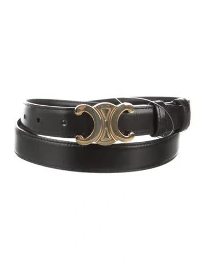 Pre-owned Celine Signature Logo Skinny Belt In Black