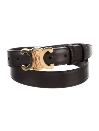 Pre-owned Celine Signature Logo Skinny Belt In Black