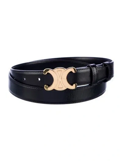 Pre-owned Celine Signature Logo Skinny Belt Kit In Black