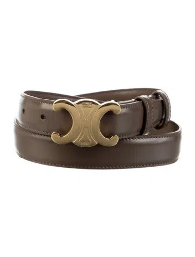 Pre-owned Celine Signature Logo Skinny Belt Kit In Brown