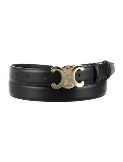 Pre-owned Celine Signature Logo Skinny Waist Belt In Black