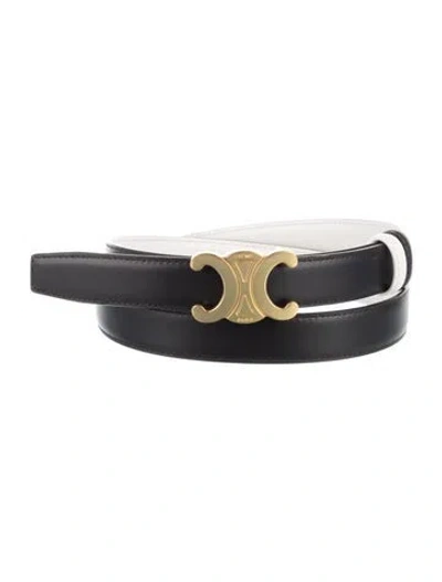 Pre-owned Celine Signature Logo Skinny Waist Belt In Black/white