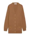 Celine Signature Long Cardigan In Iconic Cashmere In Brown