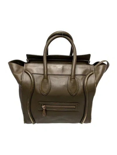 Pre-owned Celine Signature Luggage Mini In Green