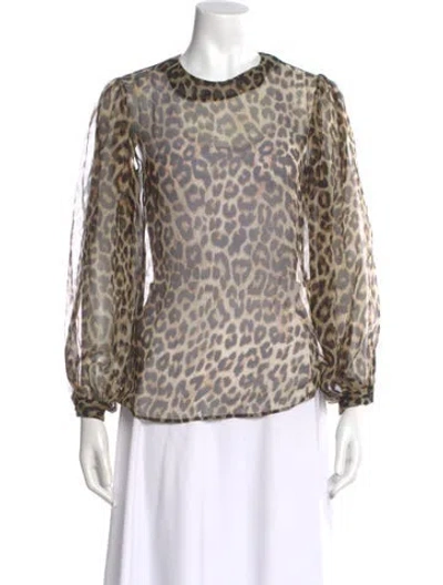 Pre-owned Celine Silk Animal Print Blouse In Neutral