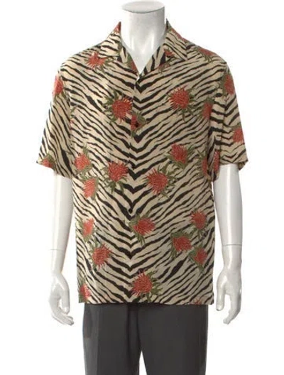Pre-owned Celine Silk Animal Print Shirt W/ Tags In Neutral