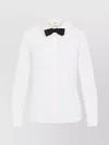 Celine Silk Blend Shirt With Black Bow In White