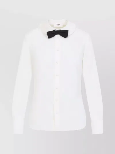 Celine Silk Blend Shirt With Black Bow