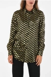 Celine Silk Blend Shirt With Lurex Monogram Pattern In Multi