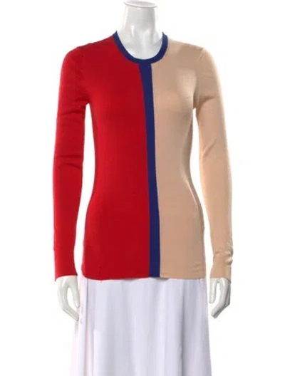 Pre-owned Celine Silk Colorblock Pattern Sweater In Red