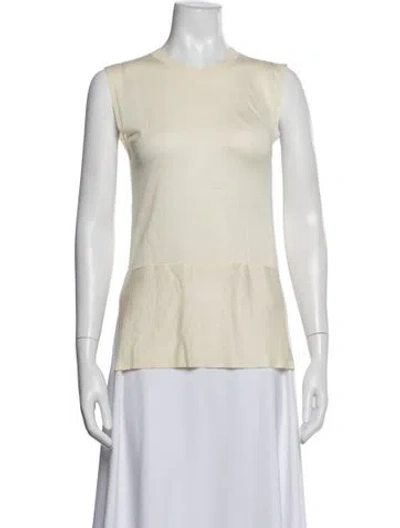 Pre-owned Celine Silk Crew Neck Top In Yellow